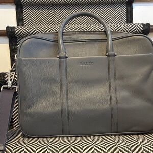Bally Charcoal Leather Men's Briefcase